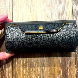 Dita Eye Glasses Case. Black leather. Item: DRX-2074-C-GRY-SLV-49